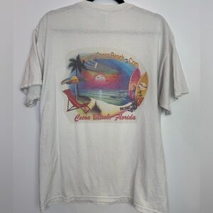 Vintage Cocoa Beach Florida Graphic White T-Shirt size large
